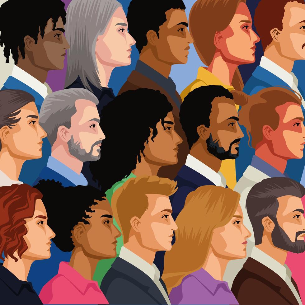 crowd people characters vector