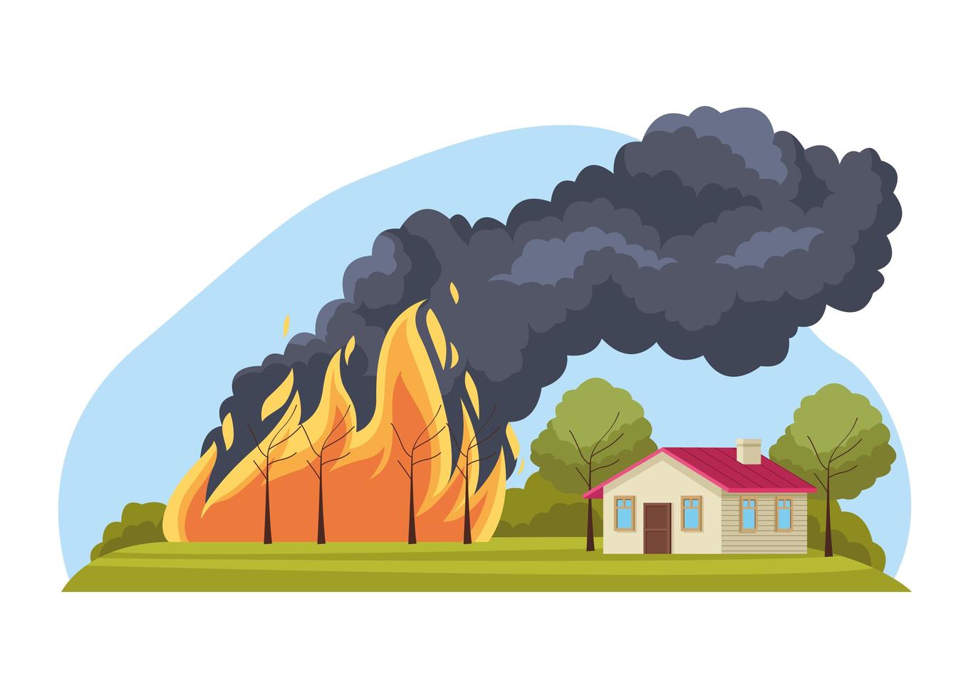 forest fire scene vector