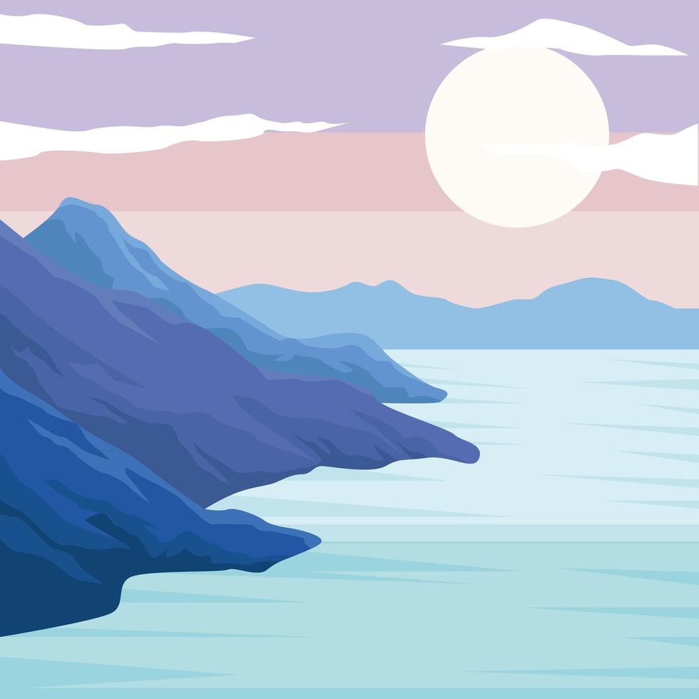 lake and peaks vector