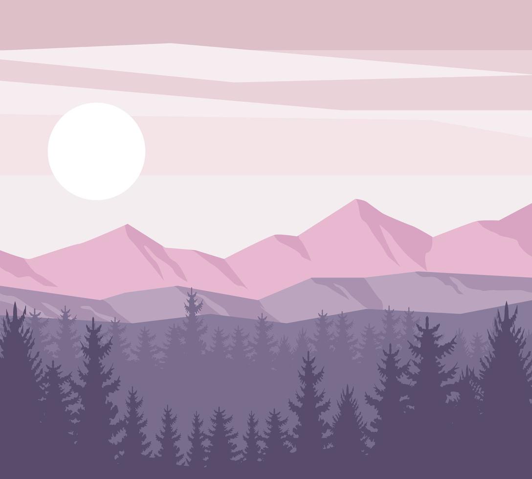 forest and mountains vector