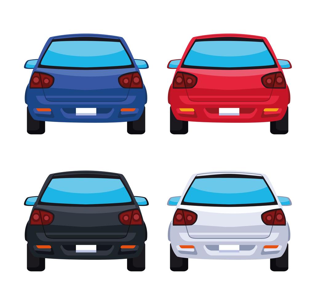 iconos de cuatro coches vector