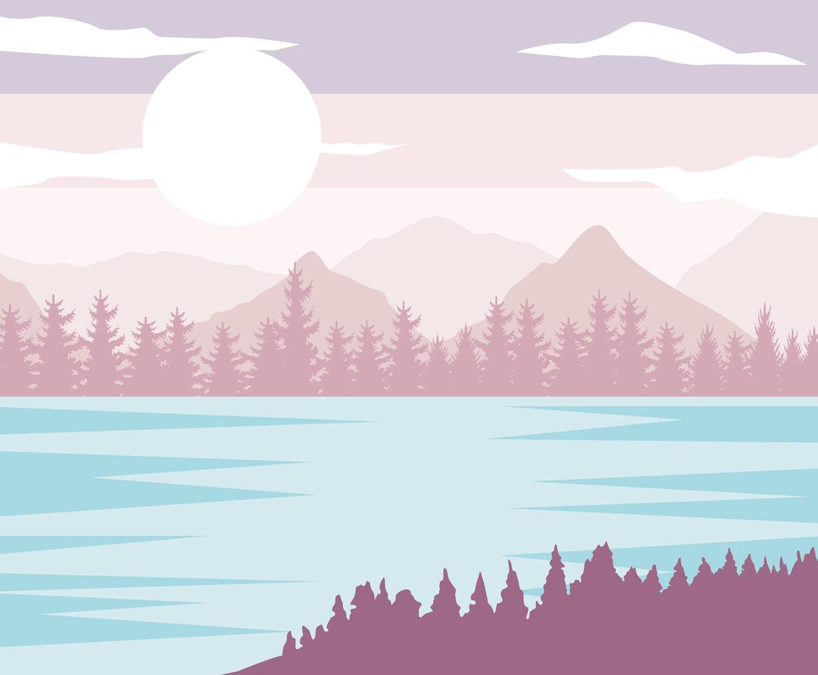 lake and forest vector