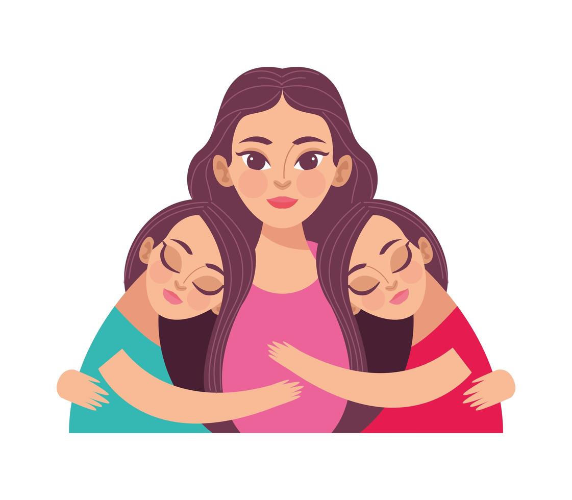 mother and daughters vector