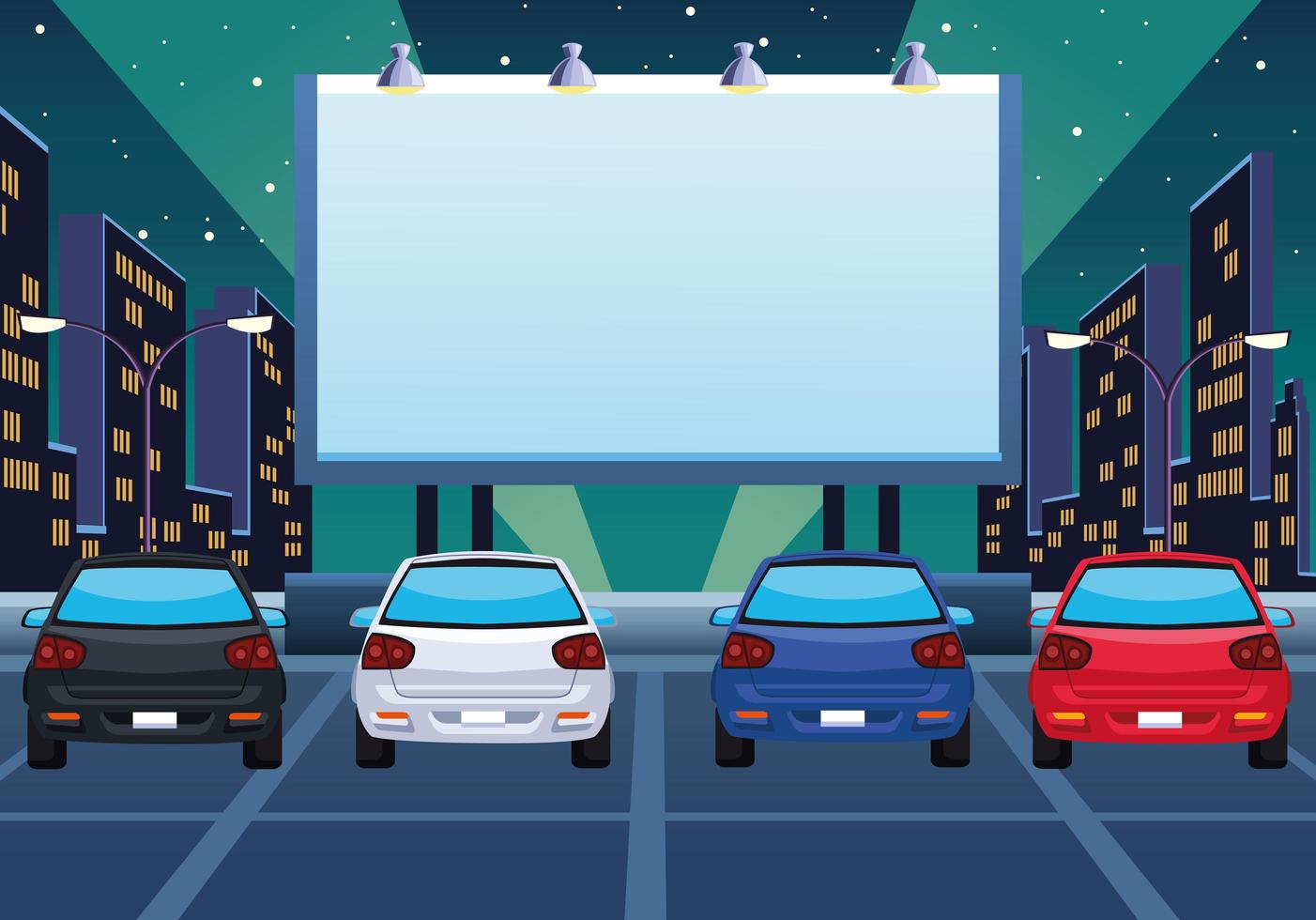 autocinema and cars vector