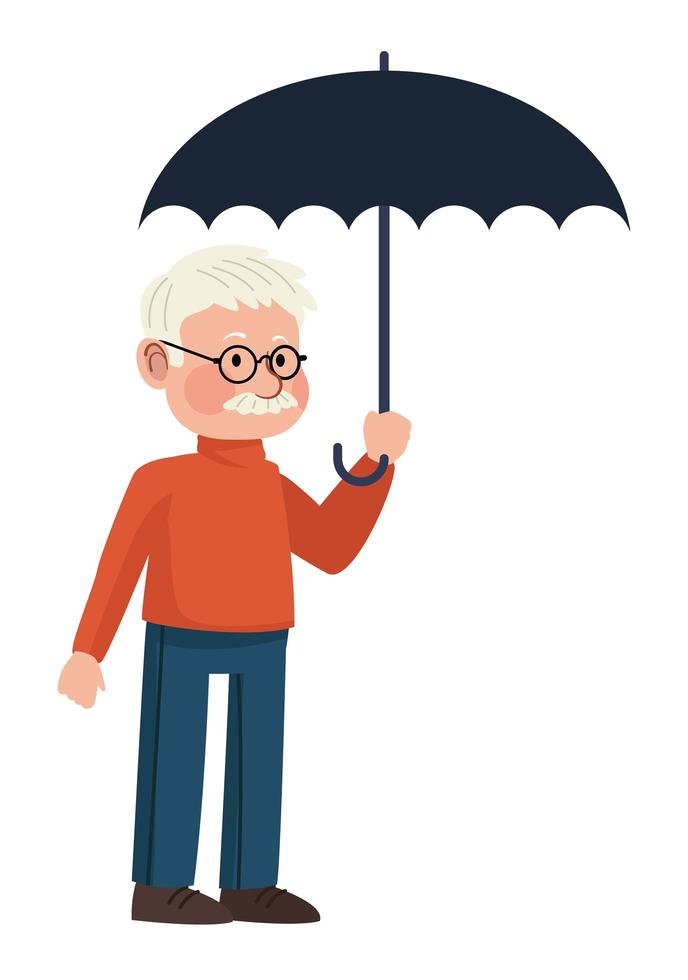 grandfather with umbrella vector