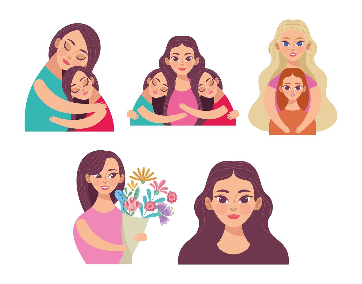 moms and daughters vector