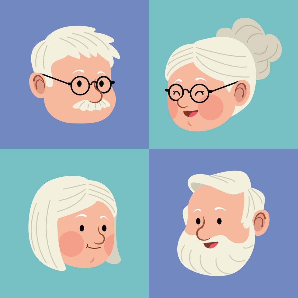 four heads elder persons vector