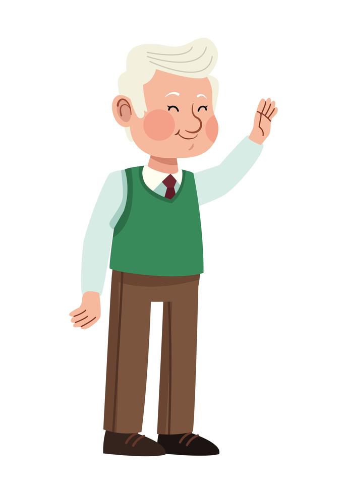 grandfather waving character vector