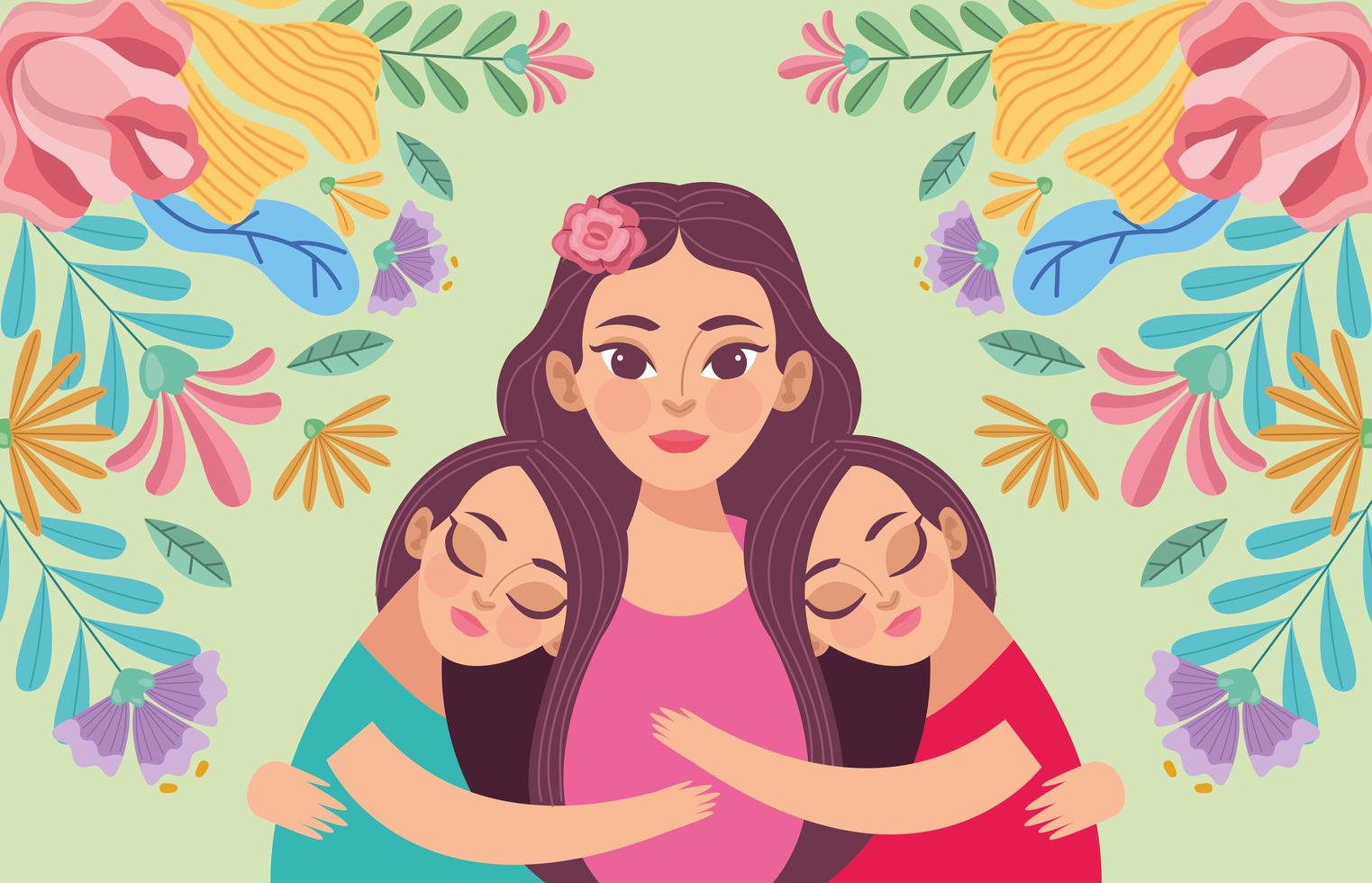 mom and daughters vector