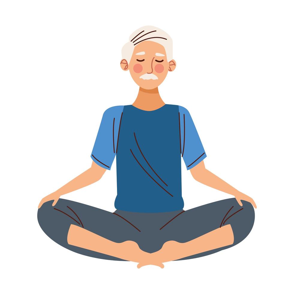 grandfather practicing yoga vector