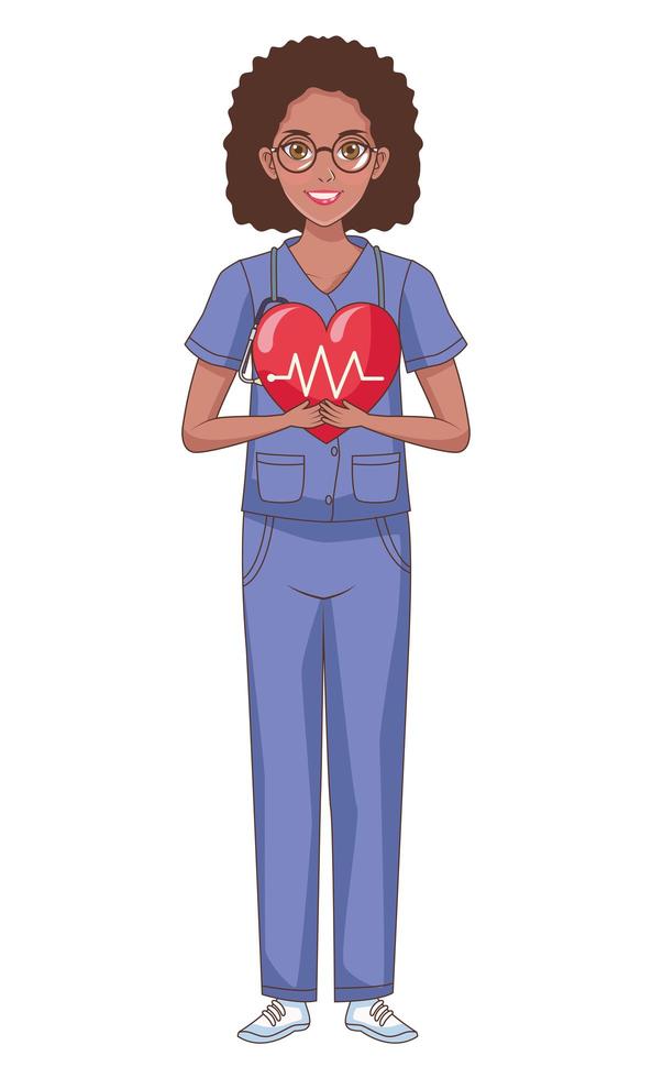 nurse with heart vector