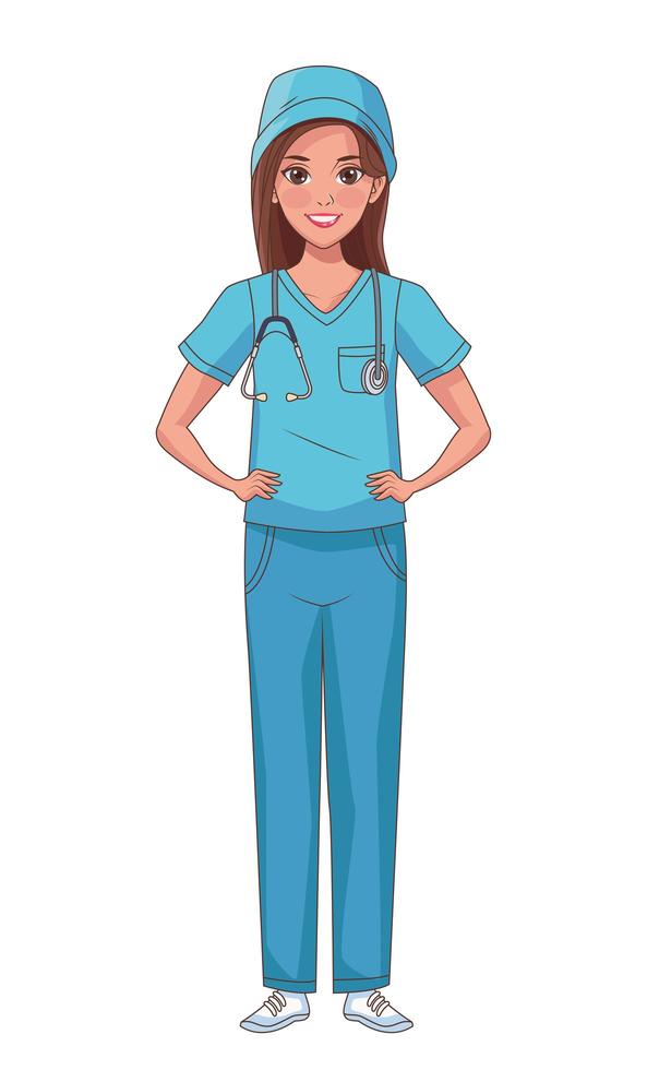 nurse with stethoscope vector