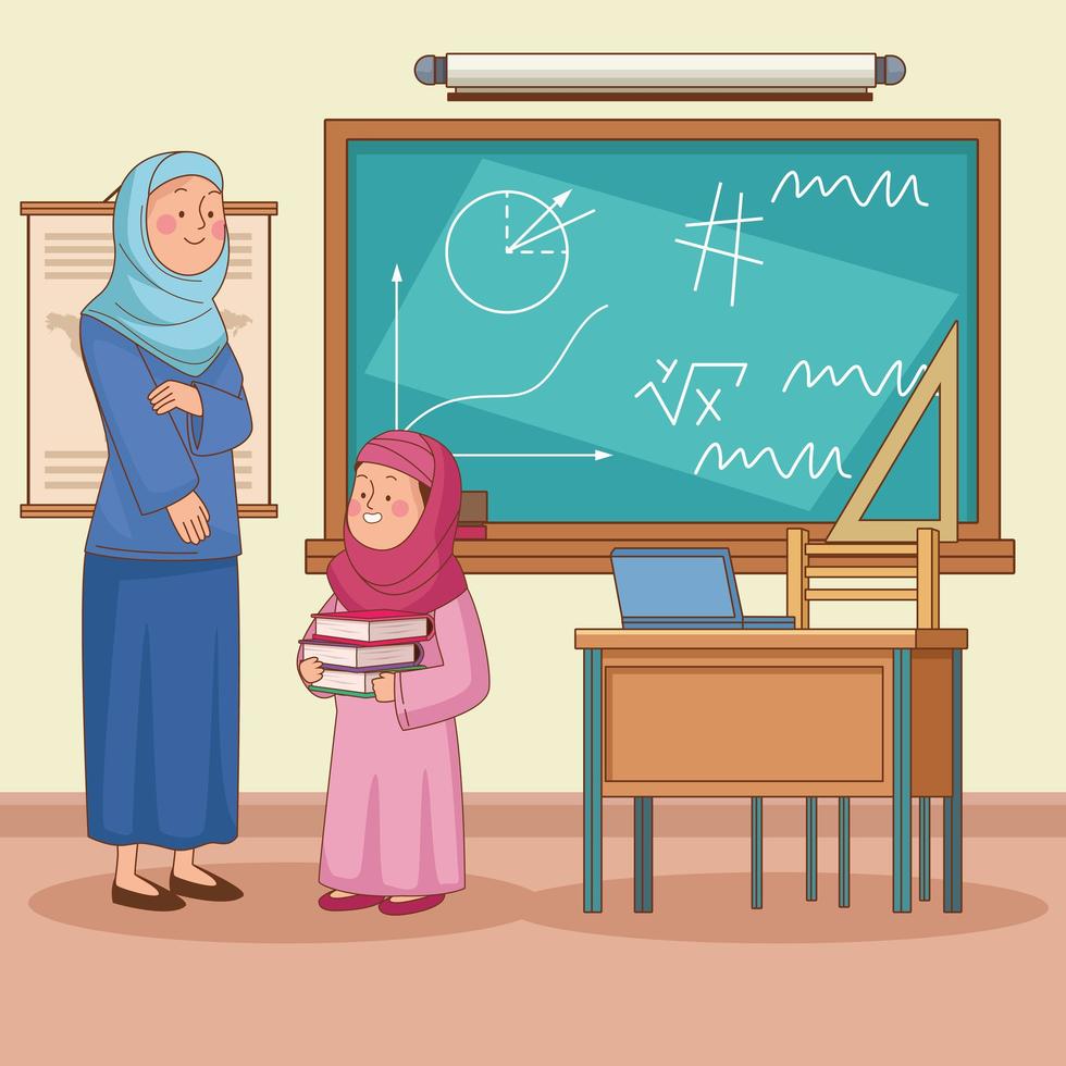 teacher with student vector