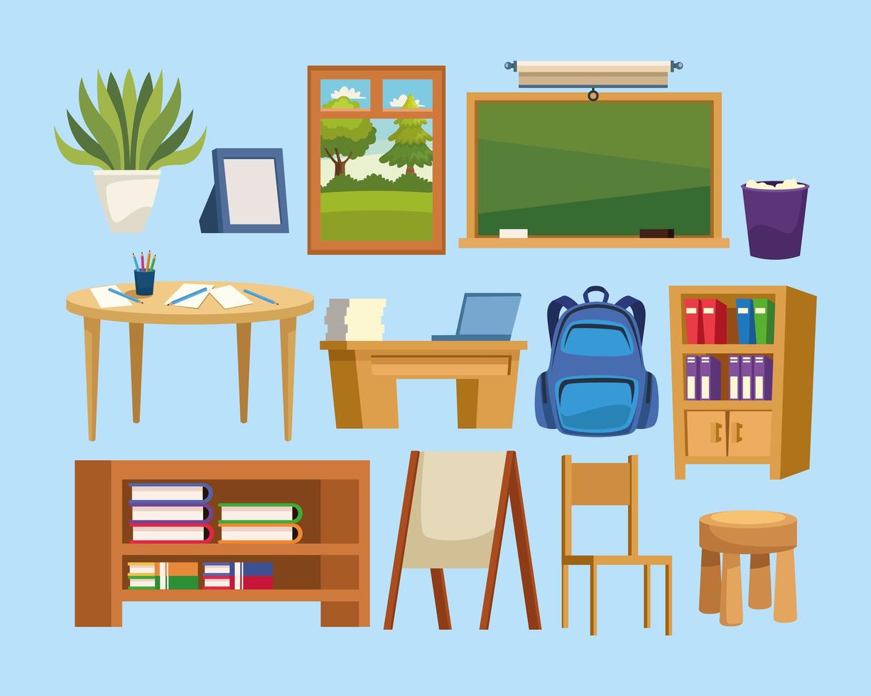 school indoor icons vector