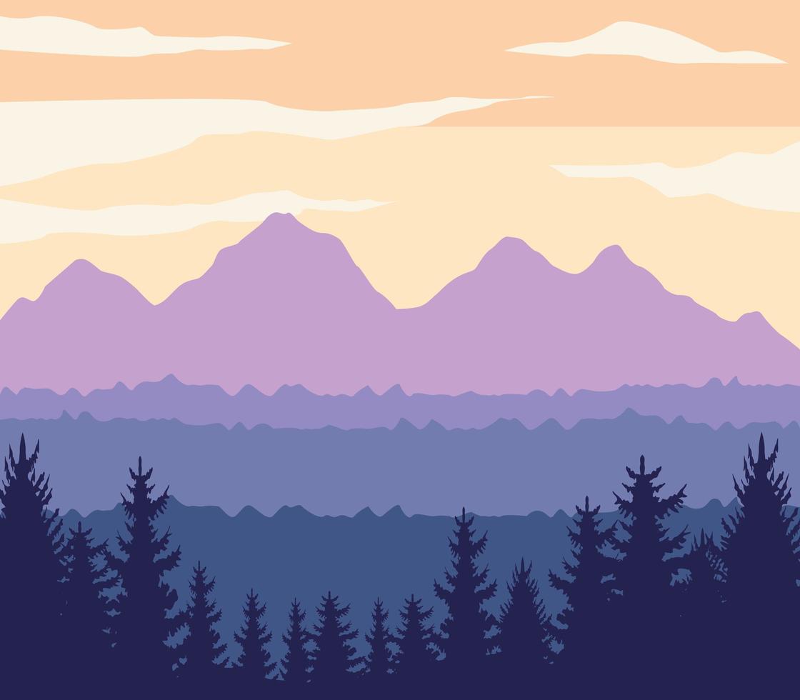 mountains and forest vector