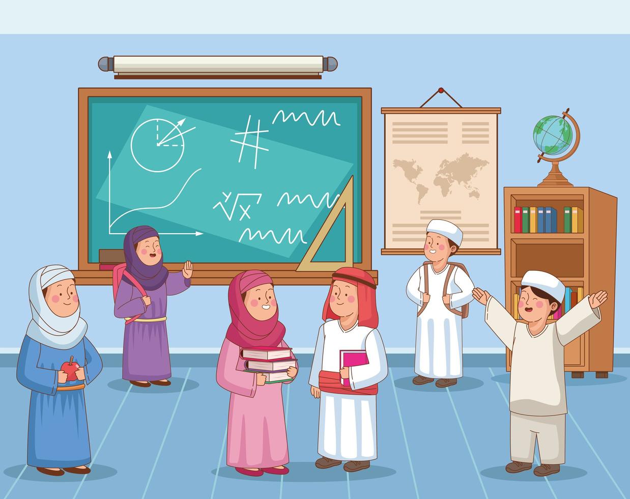 arabic students group vector