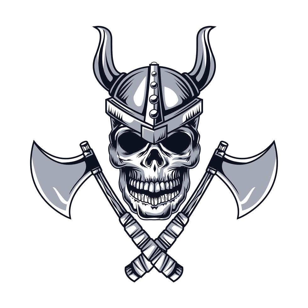 skull with axes vector
