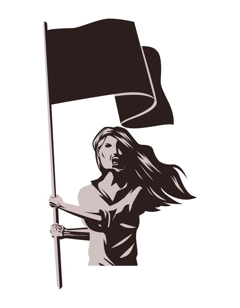 mujer con bandera vector