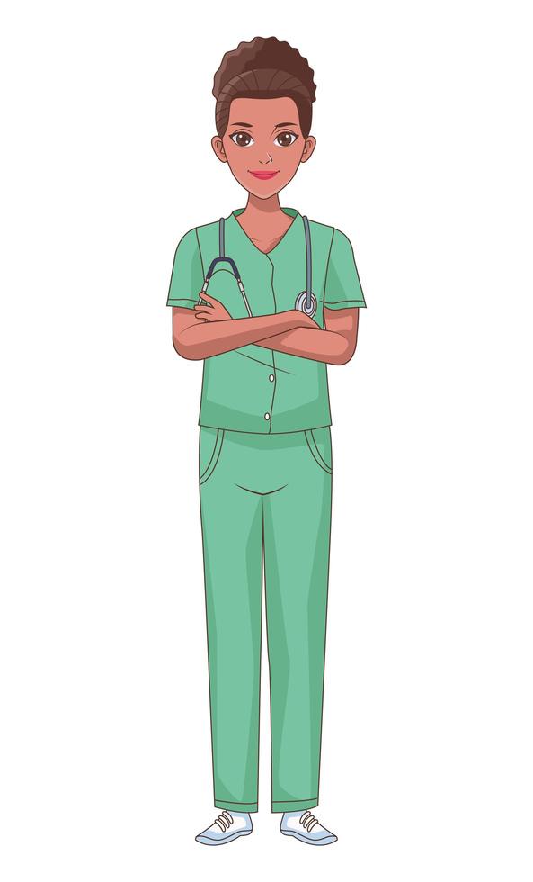 afro nurse character vector