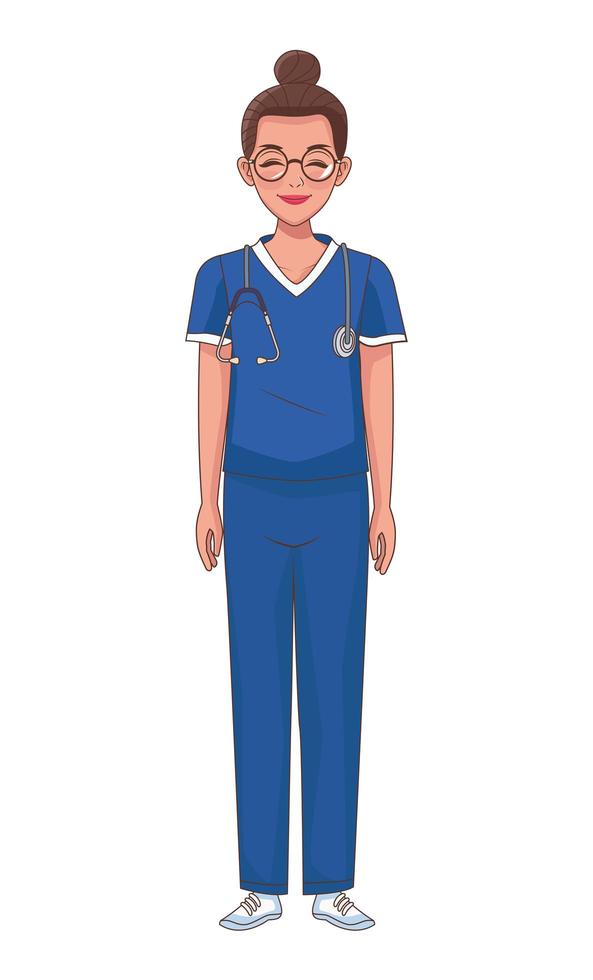 nurse with eyeglasses vector