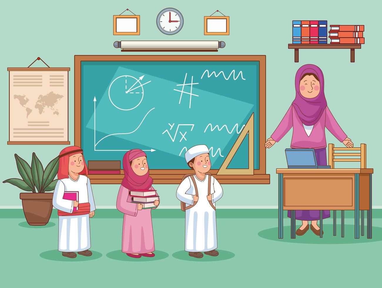 teacher in classroom vector