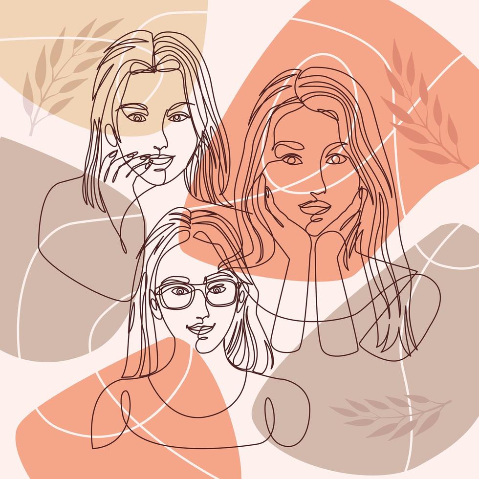 women and leafs vector