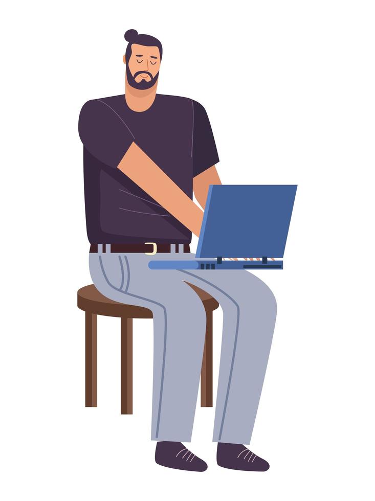 businessman using laptop vector