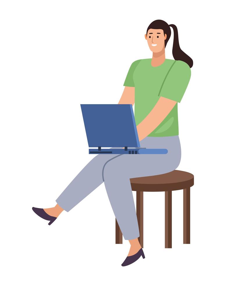 businesswoman using laptop vector
