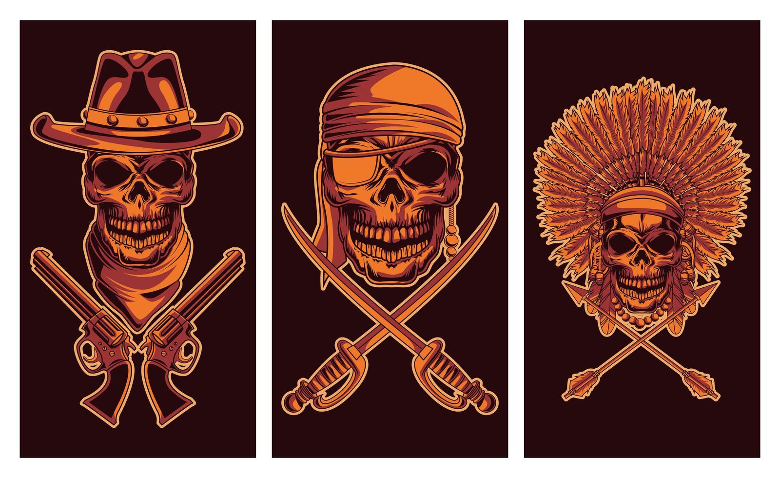 tres cabezas de calaveras vector