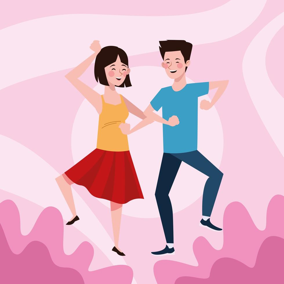 pareja bailando personajes estilo de vida saludable vector