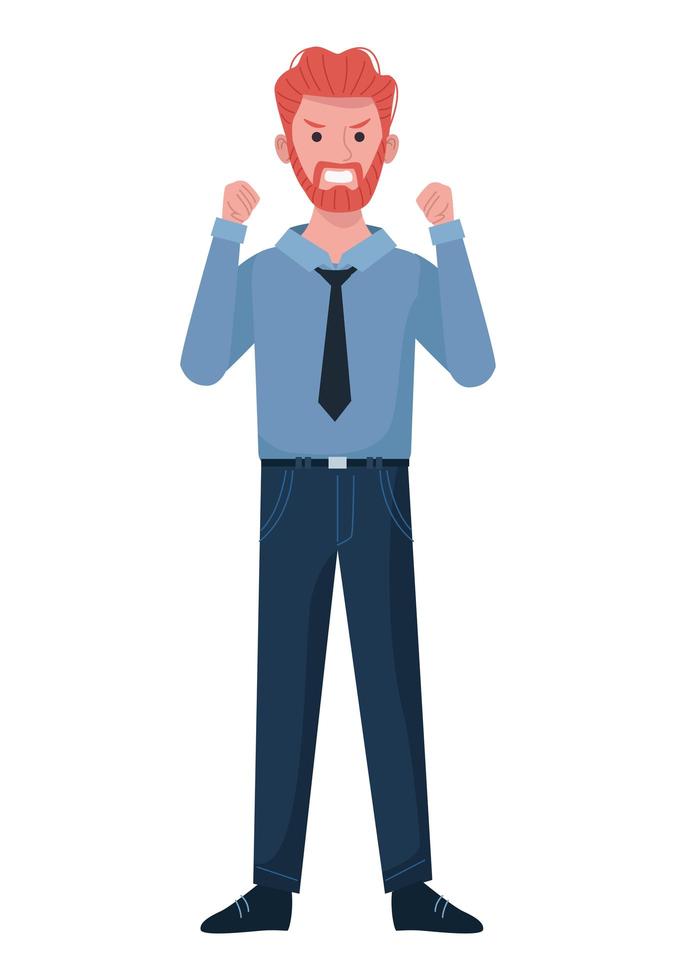 bearded businessman extressed avatar character vector