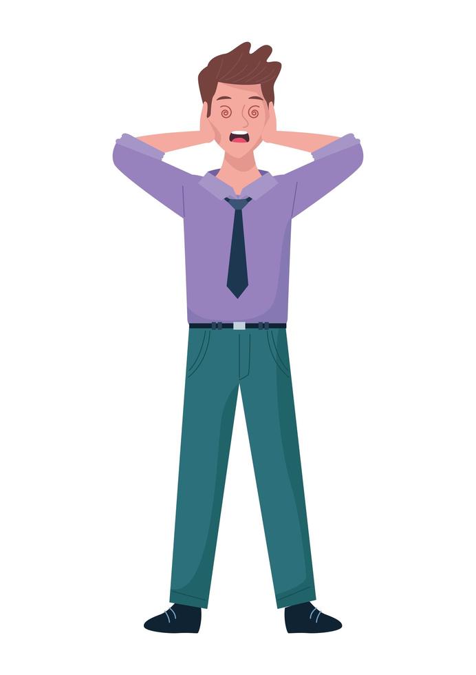 businessman extressed avatar character icon vector