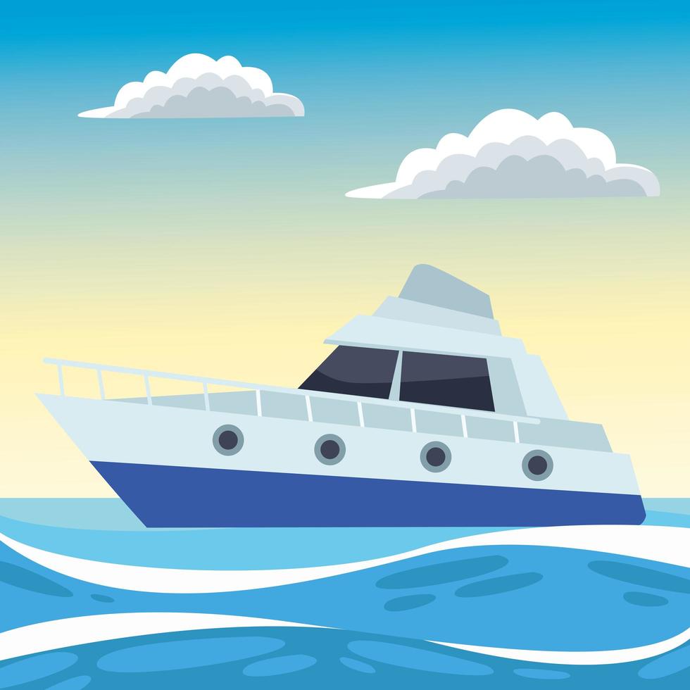 Transporte marítimo de yates en el océano. vector