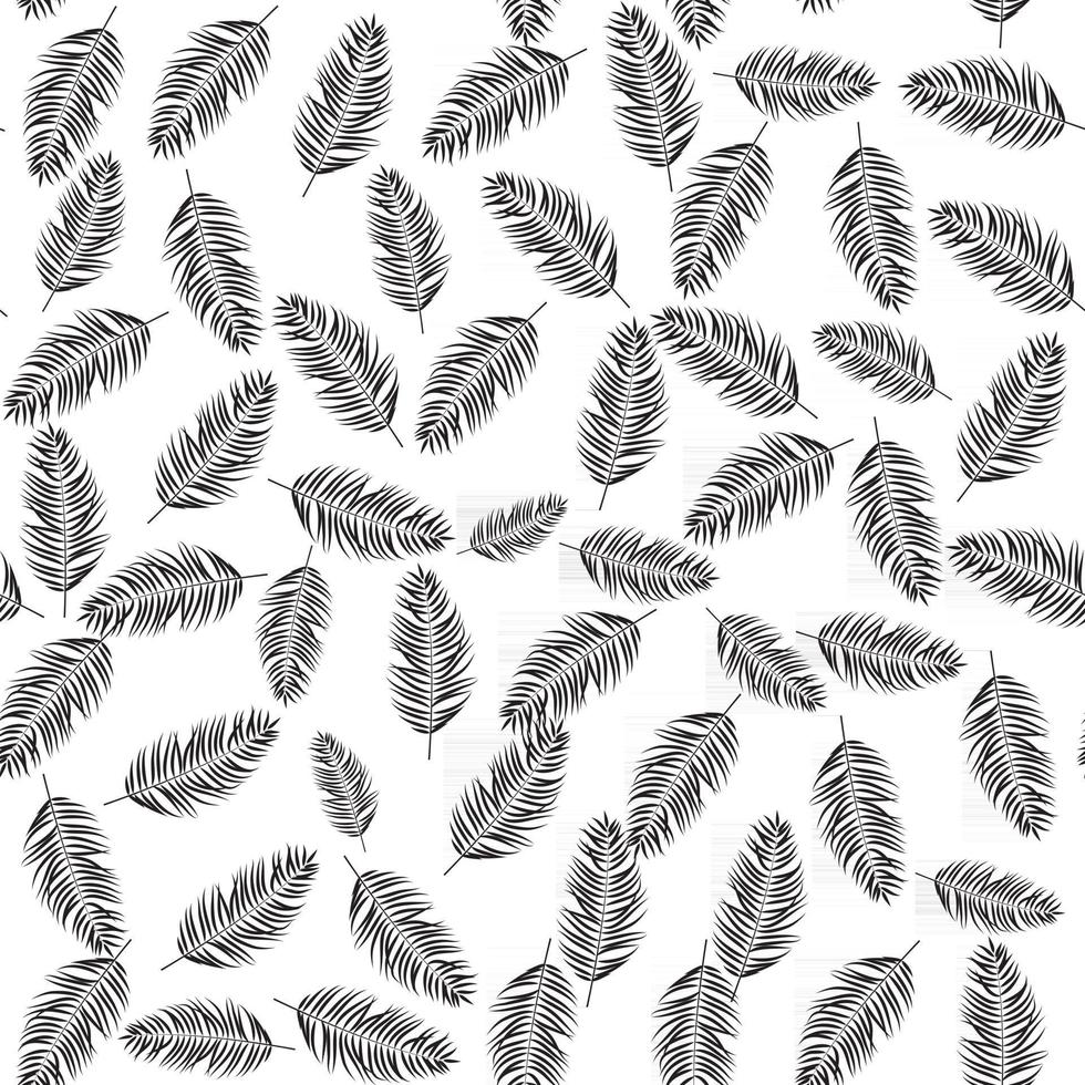 Beautiful Palm Tree Leaves Silhouette Seamless Pattern Background Vector Illustration