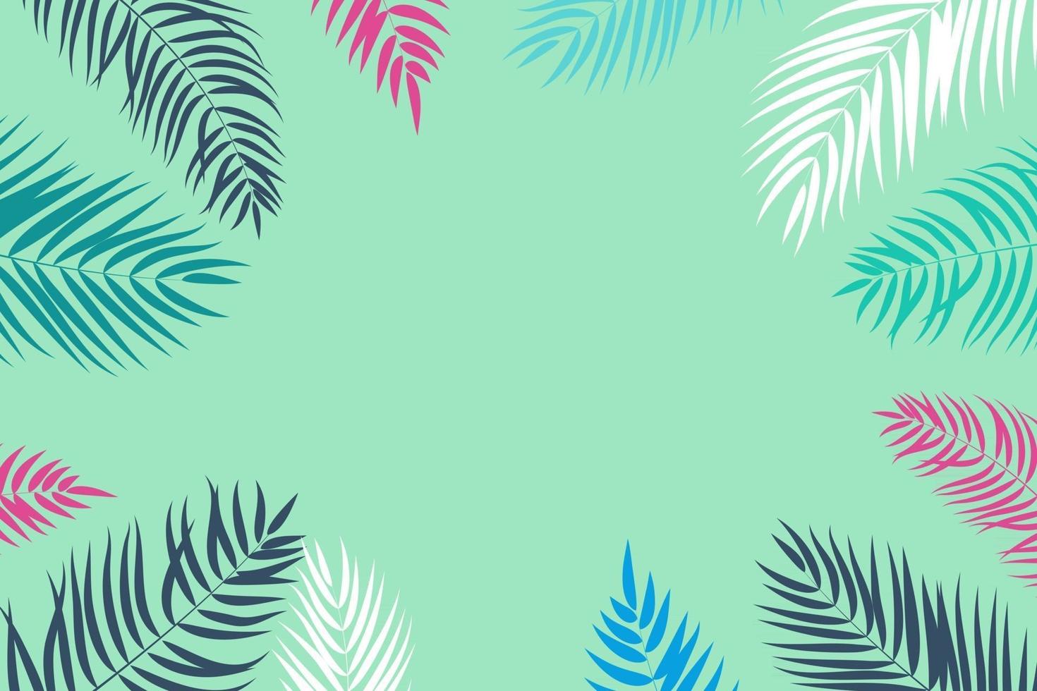 Beautiful Palm Tree Leaves Silhouette Background Vector Illustration