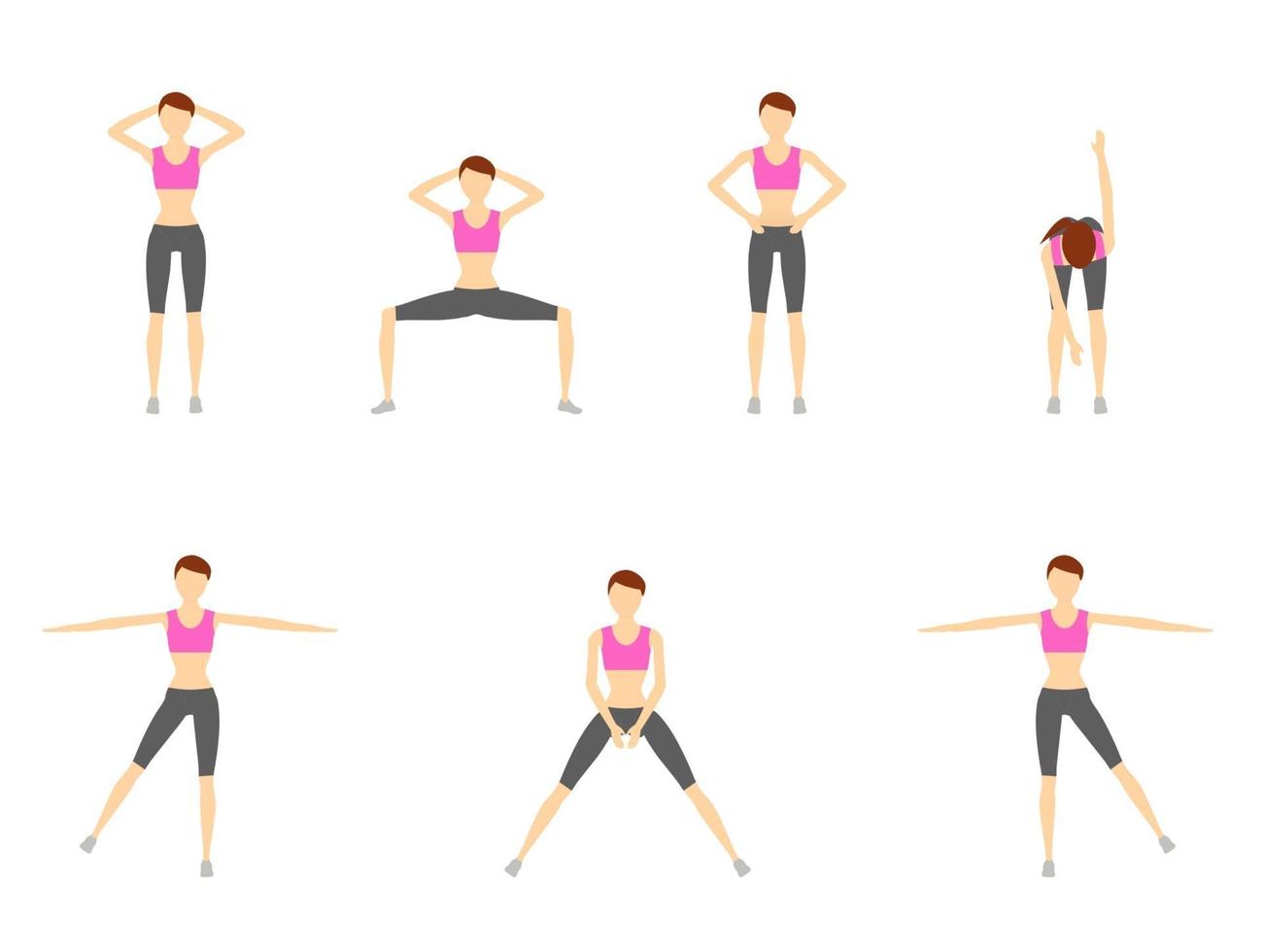 Girl Doing Exercise on White Background Vector Illustration