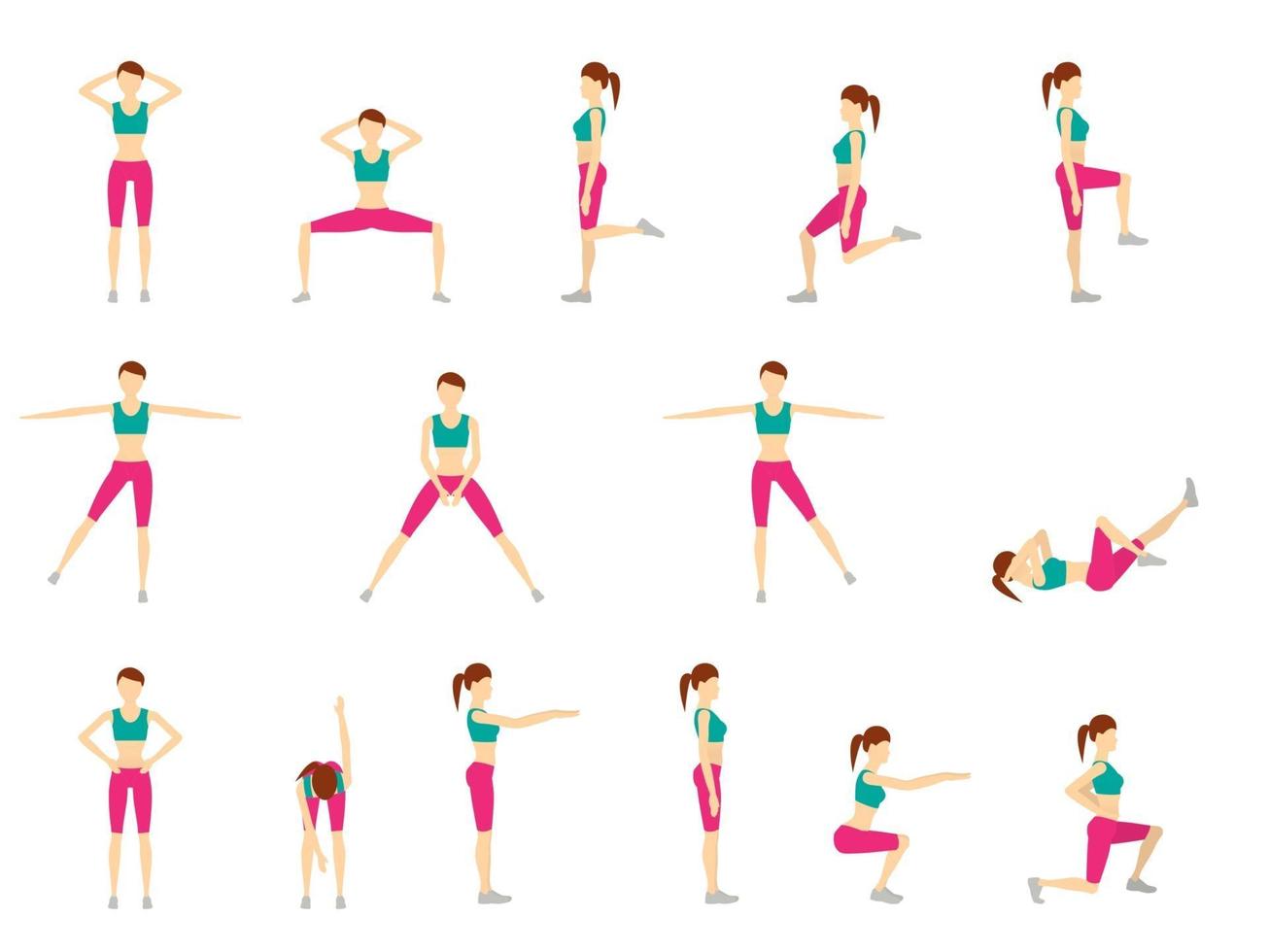 Girl Doing Exercise on White Background Vector Illustration
