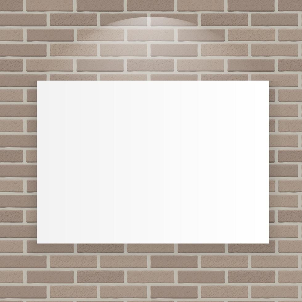 White Frame on Brick Wall Vector Illustration Background