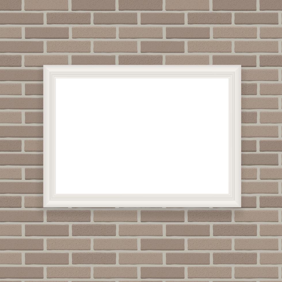White Frame on Brick Wall Vector Illustration Background