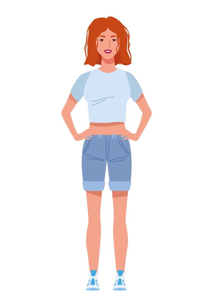 beautiful redhead woman avatar character icon vector