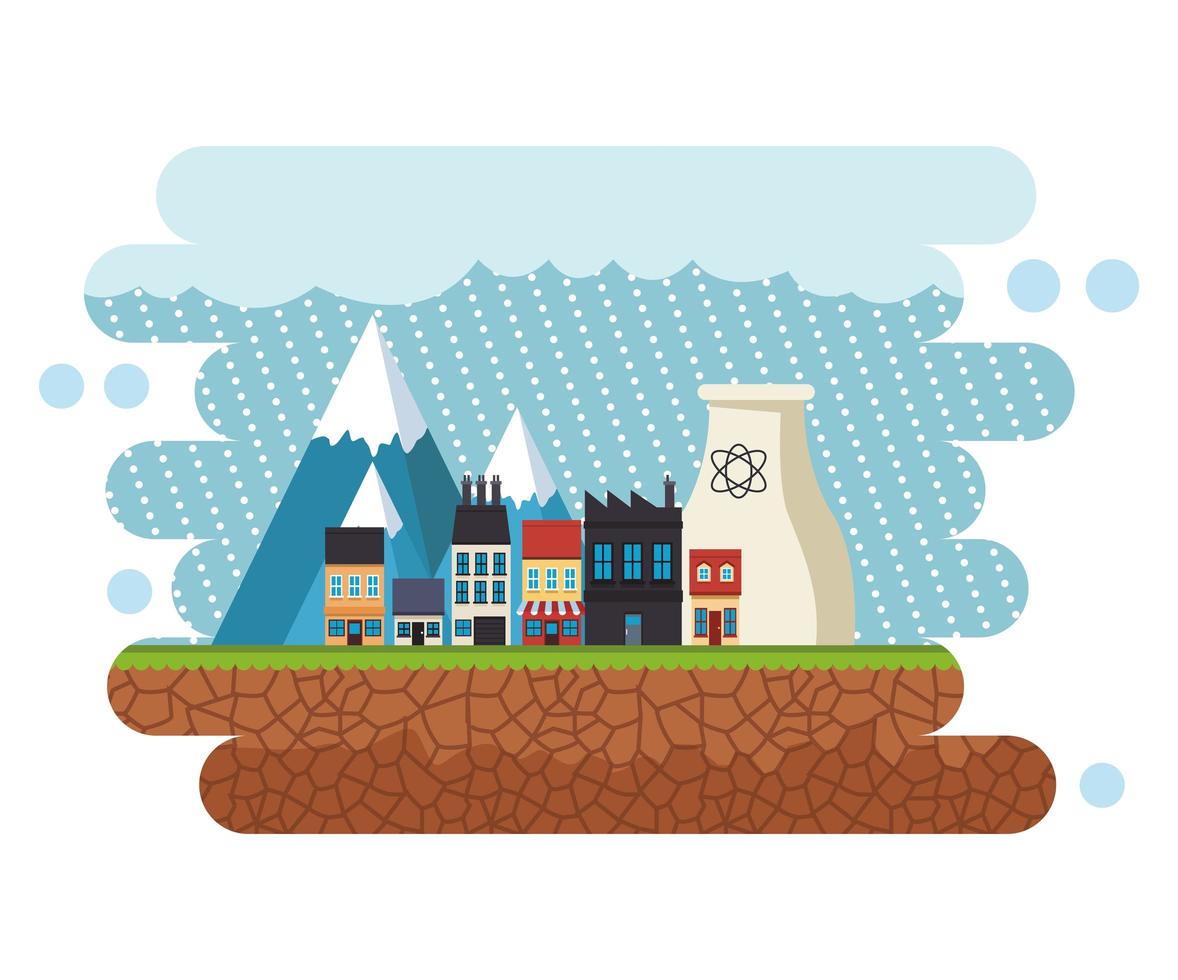 climate change effect city scape scene with rainy vector