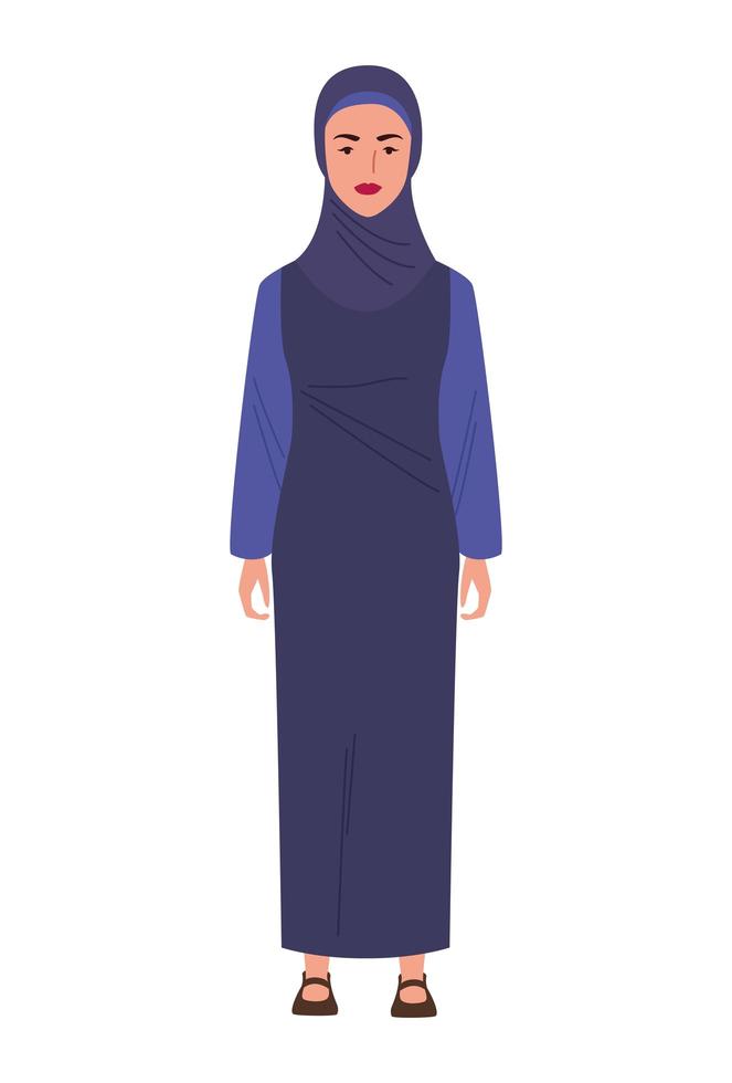 beautiful muslim woman avatar character icon vector