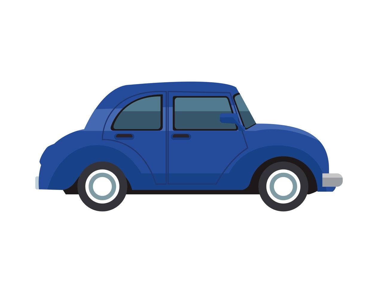 Coche azul vehículo color icono aislado vector