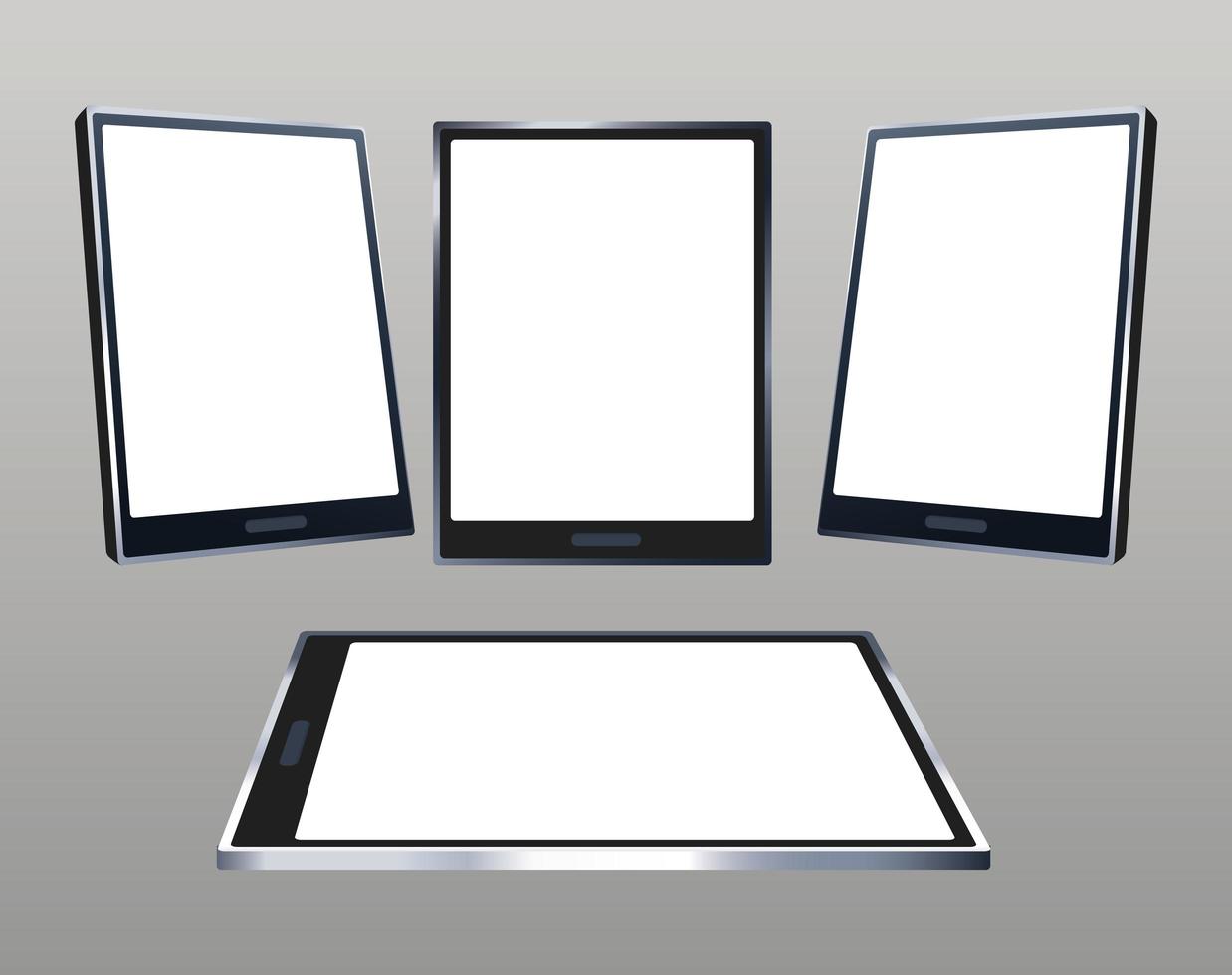 four tablets devices mockup branding icons vector