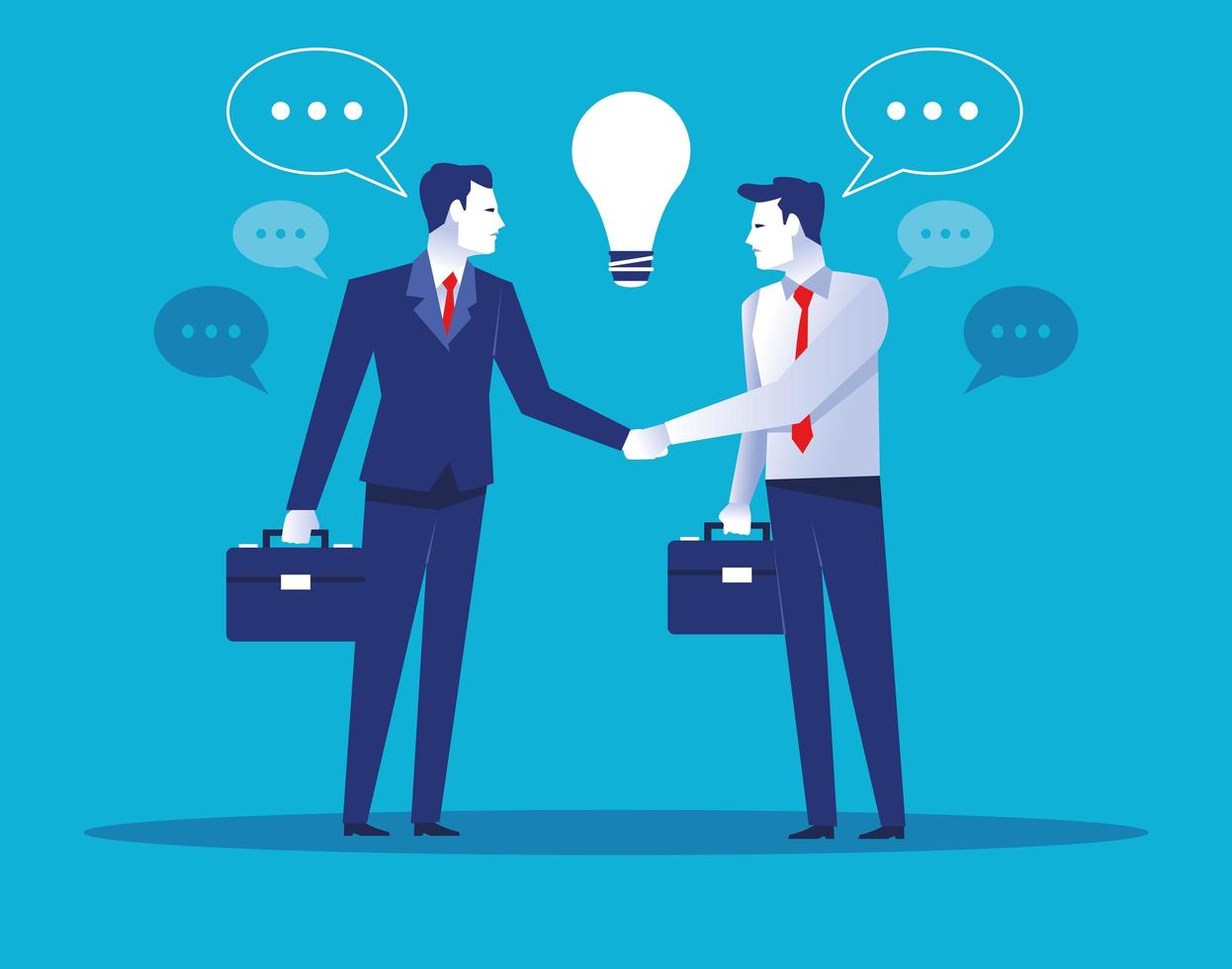 two elegant businessmen workers with bulb characters vector