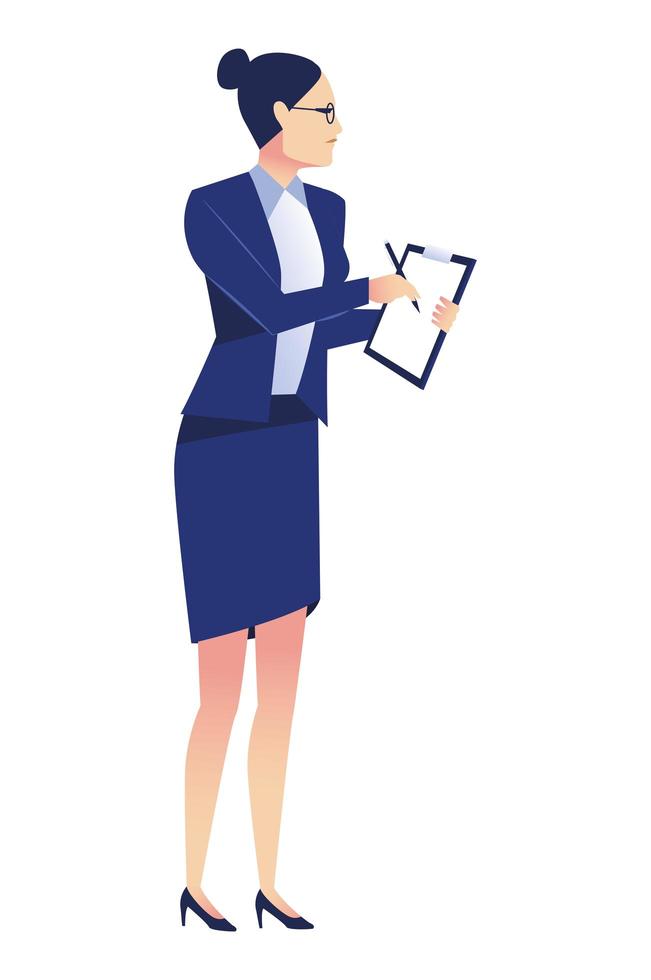 elegant businesswoman worker with checklist character vector