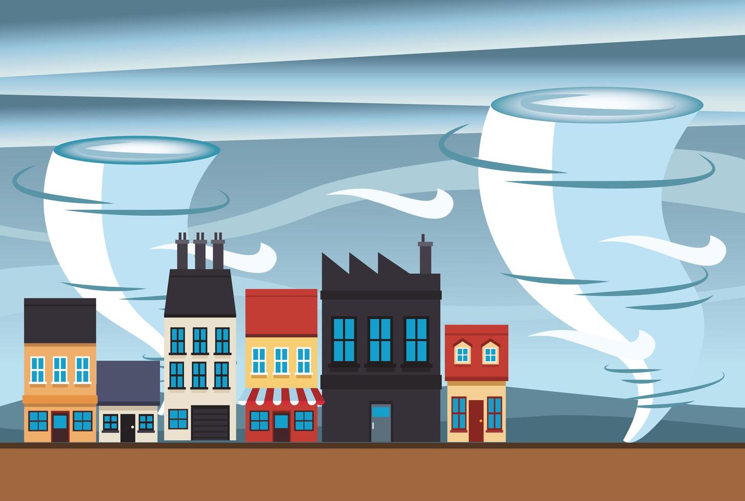 climate change effect city scape scene with twister vector