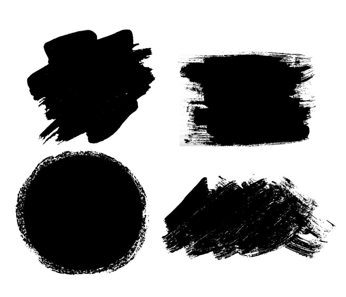 Abstract Brush Stroke. Black Ink Artistic Grunge Design Elements, Frames Labels for Text vector