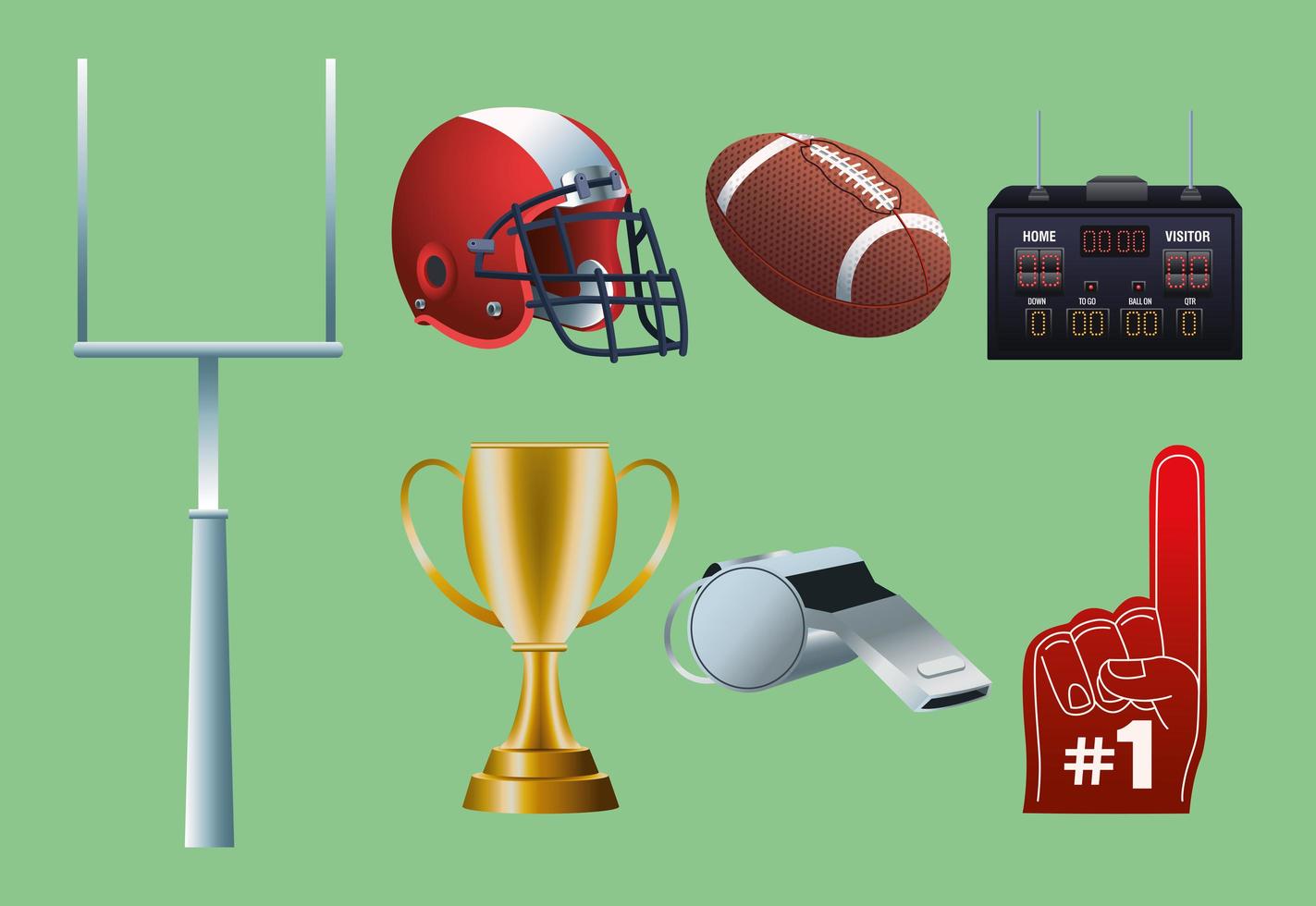 bundle of seven super bowl set icons vector