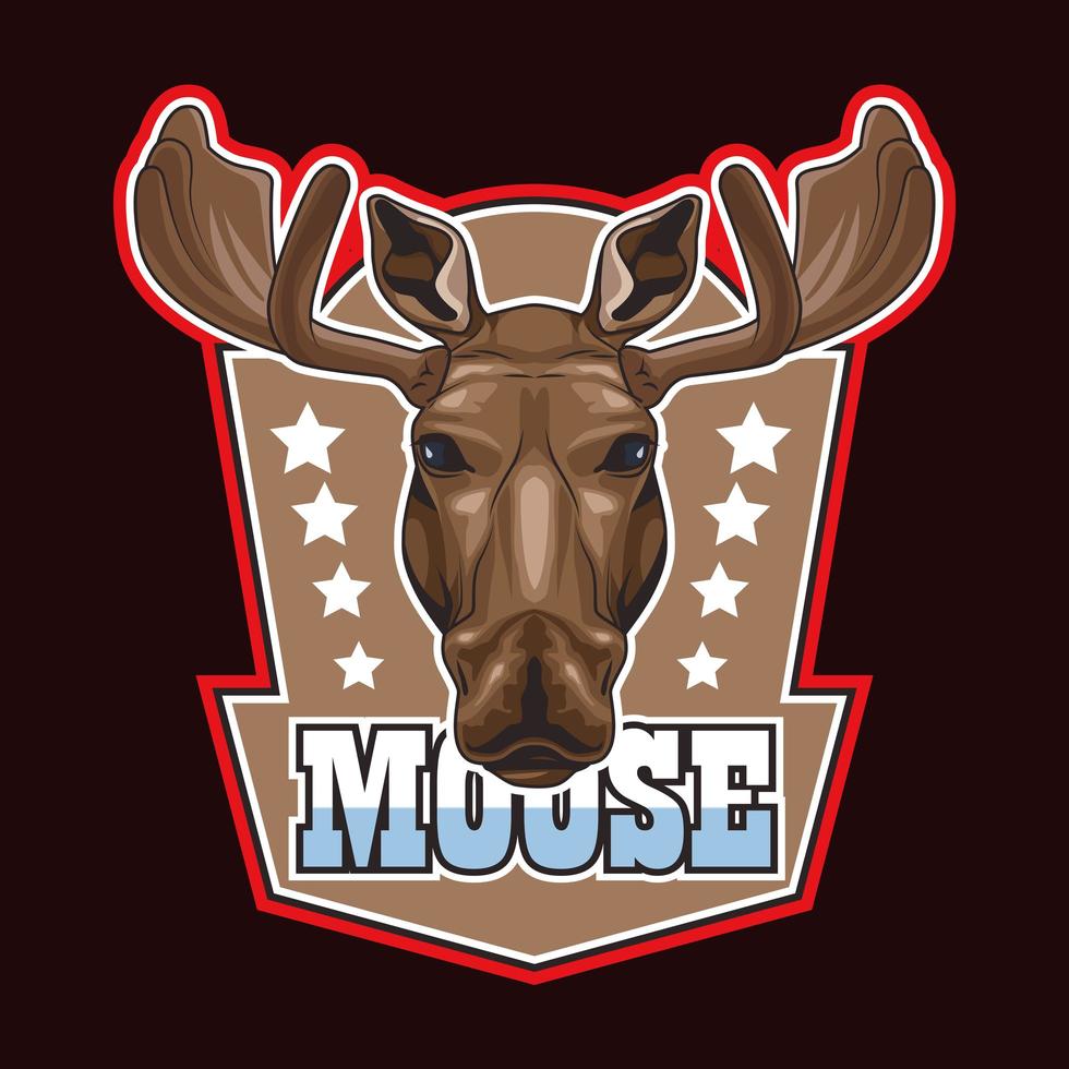 moose animal wild head character with lettering emblem vector
